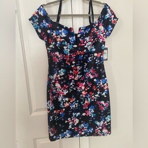 Guess Black Floral Mini Dress